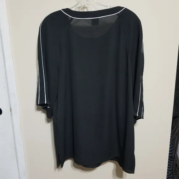 Anne Klein Black Tunic Top Medium Office Formal Contemporary - Picture 5 of 5
